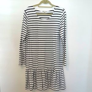 Black and white striped drop waist dress XL